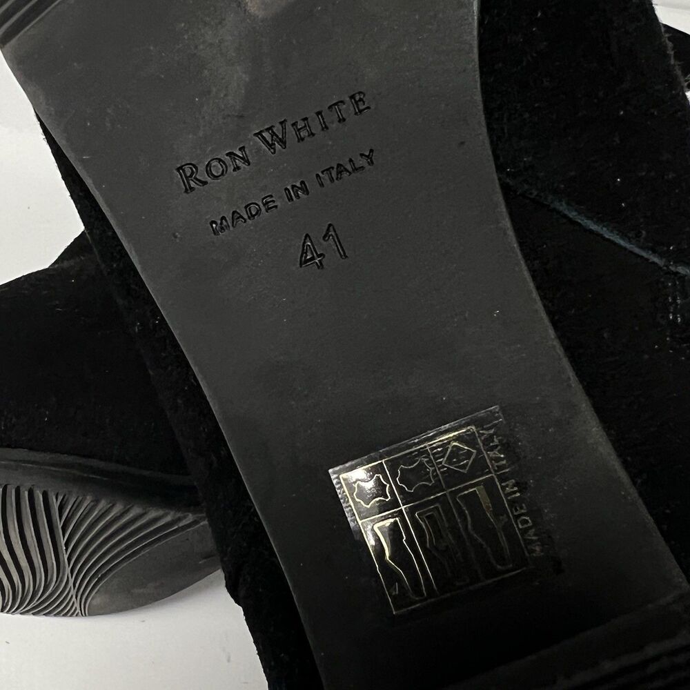 Ron White Rosalie Water Resistant Buckle Boots Black Suede Leather Size US 10.5 - Picture 10 of 12